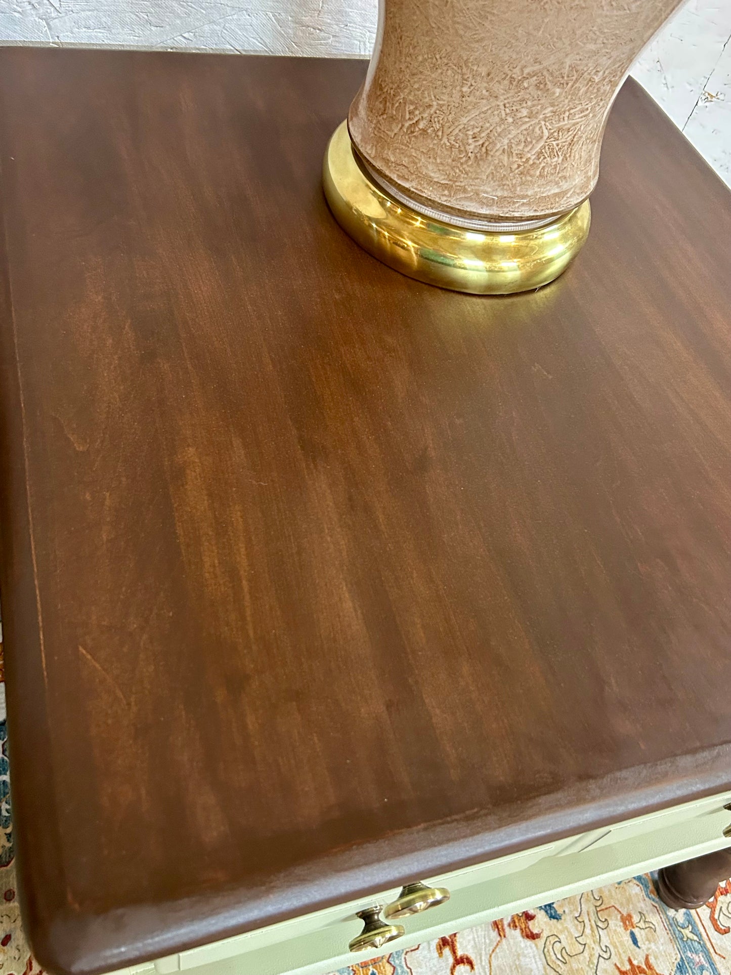 Farmhouse Style Solid Wood End Tables – Sage Green & Tobacco (Set of 2)