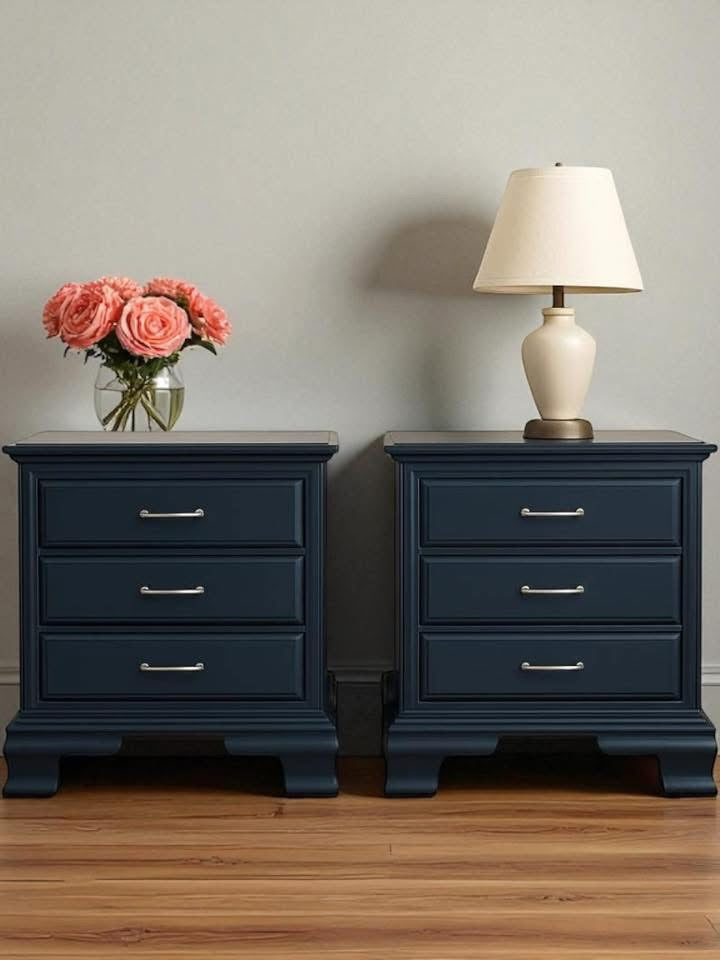 SOLD: Elegant Black Nightstand Set – Timeless Style, Freshly Refinished (Set of 2)